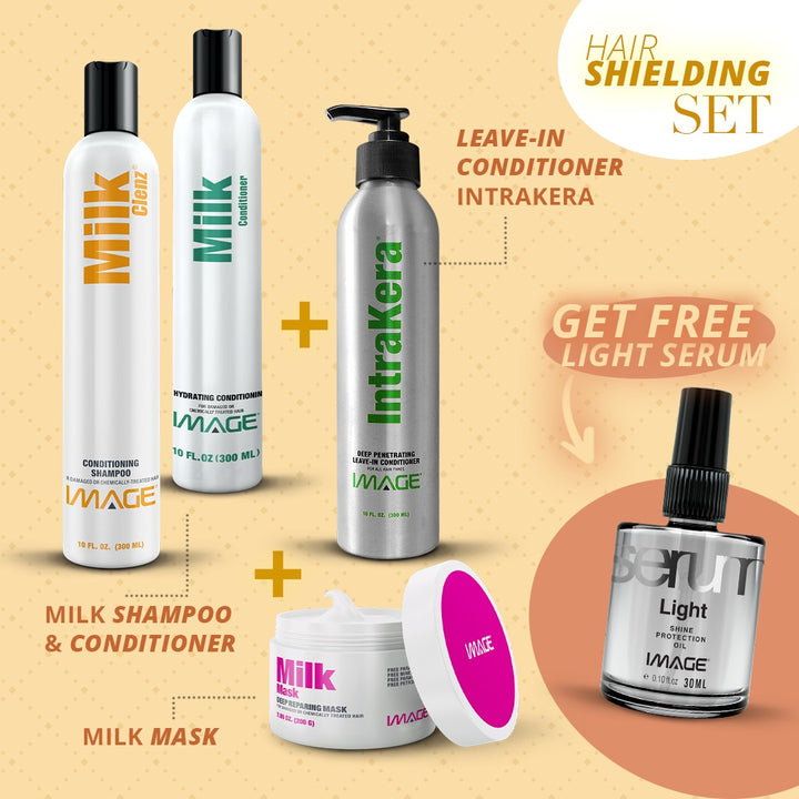Hair Shielding Set (Intrakera Leave-In + Milk Shampoo + Milk Conditioner + Milk Mask + Light serum)
